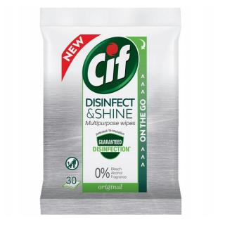 Cif Disinfect  Shine Wipes wielofunkcyjne chusteczki czyszczące do dezynfekcji 30 szt