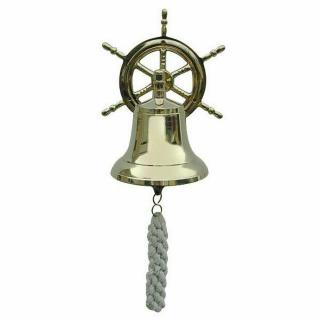 Dzwon i koło sterowe na jacht dzwonek mosiądz 18 cm