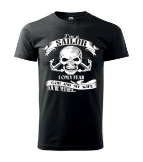 Koszulka żeglarska, T-shirt, dla żeglarza dla marynarza czarna, black, S, Sailor fear God and wife