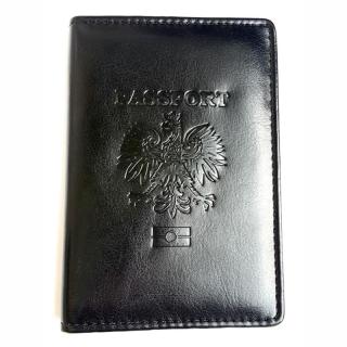 Okładka na paszport, etui na paszport, czarna z czarnym przeszyciem