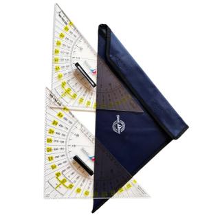 Zestaw TRÓJKĄTY NAWIGACYJNE 2szt Nautical triangles 28 cm w Etui PRODUKT POLSKI NauticDecor certyfikat Urzędu Miar i Wag