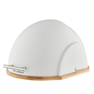 Nowoczesny chlebak Helmet z bambusową podstawą - biały