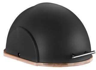 Nowoczesny chlebak Helmet z bambusową podstawą - czarny
