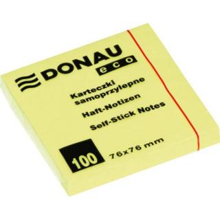 Bloczek 76x76 mm Donau ECO żółty 100 kartek samoprzylepny - X06819