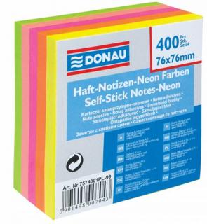 Bloczek DONAU NEON w kostce 76 X 76 mm mix kolorów neonowych 400 kartek samoprzylepnych - X06813