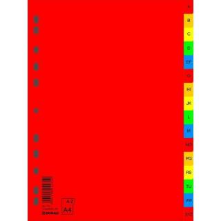 Przekładki A-Z mix kolorów plastikowe DONAU PP A4 alfabetyczne ekologiczne - X07589