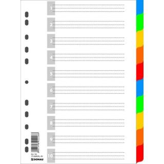 Przekładki plastikowe 10 kartek DONAU PP A4 kolorowe ekologiczne - X07584