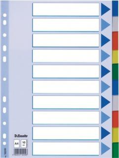 Przekładki plastikowe 10 kartek ESSELTE PP A4 kolorowe - X02737