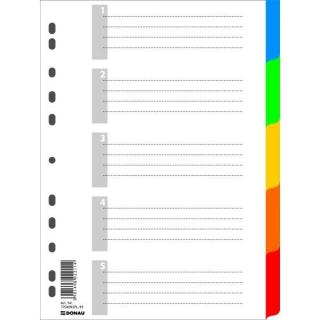 Przekładki plastikowe 5 kartek DONAU PP A4 kolorowe ekologiczne - X07588