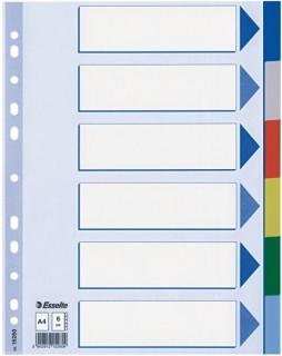 Przekładki plastikowe 6 kartek ESSELTE PP A4 kolorowe - X02740