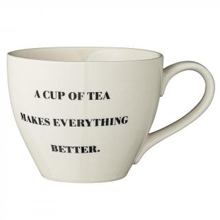 Kubek ceramiczny z serii CATHRINE z napisem A CUP OF TEA MAKES EVERYTHING BETTER  21100257/2