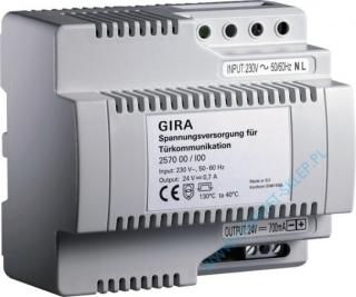 Dodatkowy zasilacz systemu domofonowego 24 V DC 700 mA Gira 257000