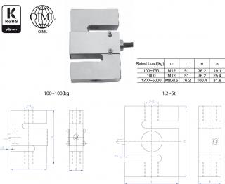 Tensometr S-Type Keli DEE-A CE 1000 kg (stal stopowa)