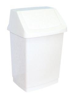MERIDA Kosz na odpady 25l z klapką. prostokątny. tworzywo. biały #B8C Plastikowy kosz na śmieci z klapką biały