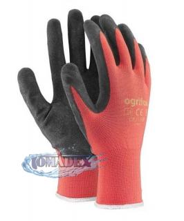 Rękawice DRACO Ogrifox OX czerwone - poliestrowe, powleczone lateksem, XL / 1para rękawice ochronne powlekane gumą