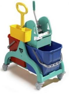 Wózek 2x25l TTS NICK, tworzywo z busolą + kuweta #6188P Wózek dwukomorowy do sprzątania z tworzywa