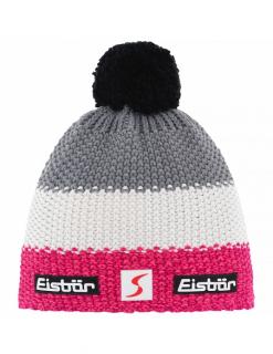 Czapka dziecięca z pomponem Eisbar STAR POMPON SKA KIDS 142 Pink-White-Grey