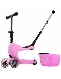 Hulajnoga Jeździk Micro Mini2go Deluxe Plus Pink (z siedziskiem i drążkiem do pchania)
