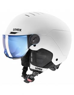 Kask narciarski z szybą Uvex Rocket Jr Visor White–Black Mat