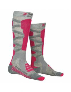 Skarpety narciarskie dla kobiet X-Socks SKI SILK MERINO WOMEN 4.0 Grey Melange/Pink