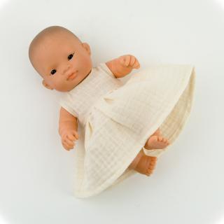 Sukienka dla lalki Miniland Baby 21 cm z muślinu w kolorze waniliowym Sukienka dla lalki Miniland Baby 21 cm z muślinu w kolorze waniliowym