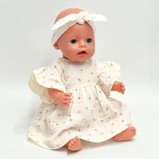 Sukienka lub opaska muślinowa w jagódki dla Baby Born 43cm Sukienka lub opaska muślinowa w jagódki dla Baby Born 43cm