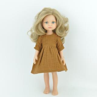Sukienka muślinowa dla lalki Paola Reina Amigas 32 cm, karmelowa Sukienka muślinowa dla lalki Paola Reina Amigas 32 cm, karmelowa