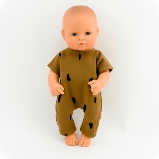 Ubranka dla lalki Miniland 32 cm brązowy kombinezon w ciemne grochy Ubranka dla lalki Miniland 32 cm brązowy kombinezon w ciemne grochy