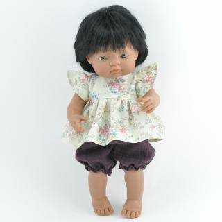 Ubranka dla lalki Miniland 38 cm, tunika vintage, bloomersy śliwkowe Ubranka dla lalki Miniland 38 cm tunika vintage, bloomersy w kolorze śliwkowym
