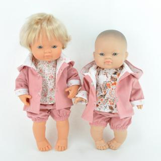 Zestaw kurtka i spodnie ze sztruksu dla lalek Miniland 38cm i Paola Reina kurtka dla lalki Miniland 38 cm bloomersy dla lalki