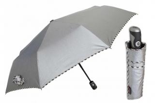 Parasol damski pełny automat srebrny metalic