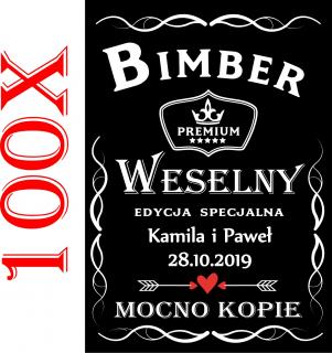 ETYKIETY Naklejki Wódkę Weselną alkohol bimber Personalizowane 100x