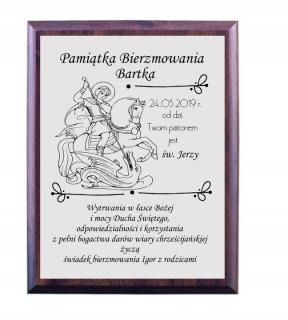 Dyplom BIERZMOWANIE pamiątka św. Jerzy obrazek