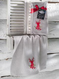 Ręcznik bawełniany haft 3408 V3 NOEL 1x40x60 GREY