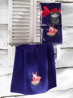 Ręcznik bawełniany haft 3409 V2 NOEL 1x40x60 DARK BLUE