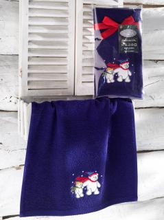 Ręcznik bawełniany haft 3409 V4 NOEL 1x40x60 DARK BLUE