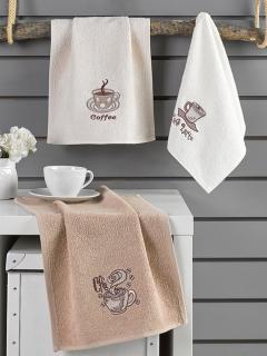 Ręcznik bawełniany haft CAFE PRIMA/3217/V1/ 3x30x50 kpl.