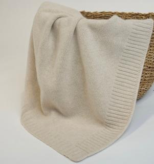 Koc z Wełny Merino 100% LANEA gładki, Kolor - beż, Rozmiar - 130x170 WYPRZEDAŻ, WYSYŁKA GRATIS, 603-671-572