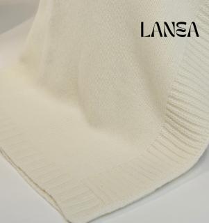 Koc z Wełny Merino 100% LANEA gładki, Kolor - ecru, Rozmiar - 130x170 WYPRZEDAŻ, WYSYŁKA GRATIS, 603-671-572