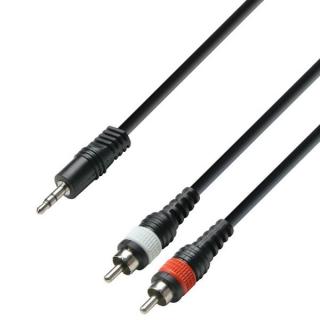 Kabel audio jack stereo 3,5 mm – 2 x cinch męskie, Adam Hall Cables, 1 m