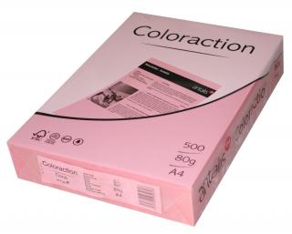 PAPIER  COLORACTION różowy ciemny/Coral, Papier do kopiowania, bezdrzewny ECF, 80g/m2, 210mm x 297mm, A4, LG, ryza 500 ark.,