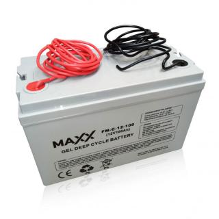 Akumulator żelowy MAXX 12-FM-C-100 100Ah 12V Z PRZEWODAMI 6MM2 dł 2,5m