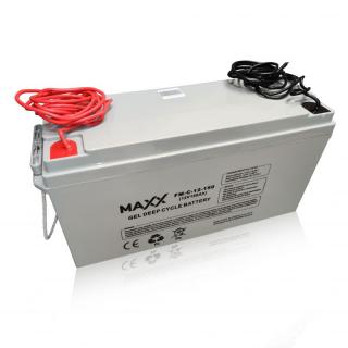 Akumulator żelowy MAXX 12-FM-C-150 150Ah 12V Z PRZEWODAMI 6MM2 dł 2,5m