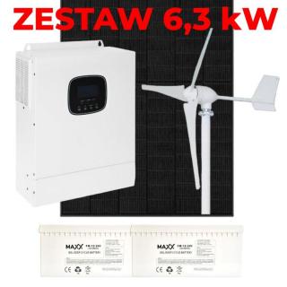 Elektrownia WIATROWO-FOTOWOLTAICZNA 6,3kW - 12 x Panel 440W JA SOLAR + Turbina 1000W + Inwerter Off Grid ESB 11kW