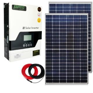 Zestaw Off-Grid - 2x Panel PV 385W JA SOLAR + Inwerter 1kW Sanyu SPV18-1012 VPM + Akcesoria