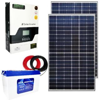 Zestaw Off-Grid - 2x Panel PV 385W JA SOLAR + Inwerter 1kW Sanyu SPV18-1012 VPM + Akumulator 100Ah + Akcesoria