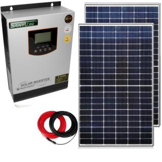 Zestaw Off-Grid - 2x Panel PV 385W JA SOLAR + Inwerter 1kW Sanyu SPV18-1012 VPM SILVER + Akcesoria