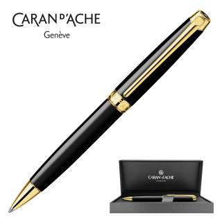 Długopis Caran d'Ache Leman Ebony Black, pozłacany