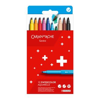 Flamastry akwarelowe Caran d’Ache Swisscolor, 10 kolorów