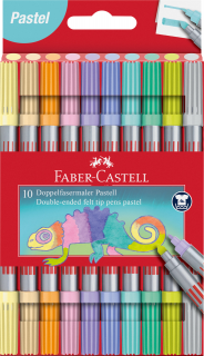 FLAMASTRY DWUSTRONNE FABER-CASTELL, 10 KOLORÓW PASTELOWYCH